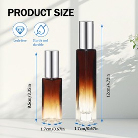 Realand 6Pcs Gradient Portable Perfume Travel Refillable Bottle, Small Perfume Spray Bottle Mist Atomizer with Funnel and Pipette, Square Glass Perfume Bottles Empty Dispenser