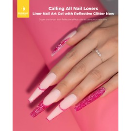 BURANO Holographic Gel Nail Polish Liner Nail Art Polish, Reflective Glitter Painted Design Polish 1 Bottle, Build in Thin Nail Brush Chrome Gel Curing Required 8ml (LX15)