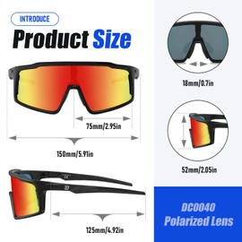 DUCO Cycling Sunglasses for Men Women Polarized Sports Sunglasses UV400 Baseball Sun glasses Anti Scratch Goggles DC0040 (Black Frame Red Lens)