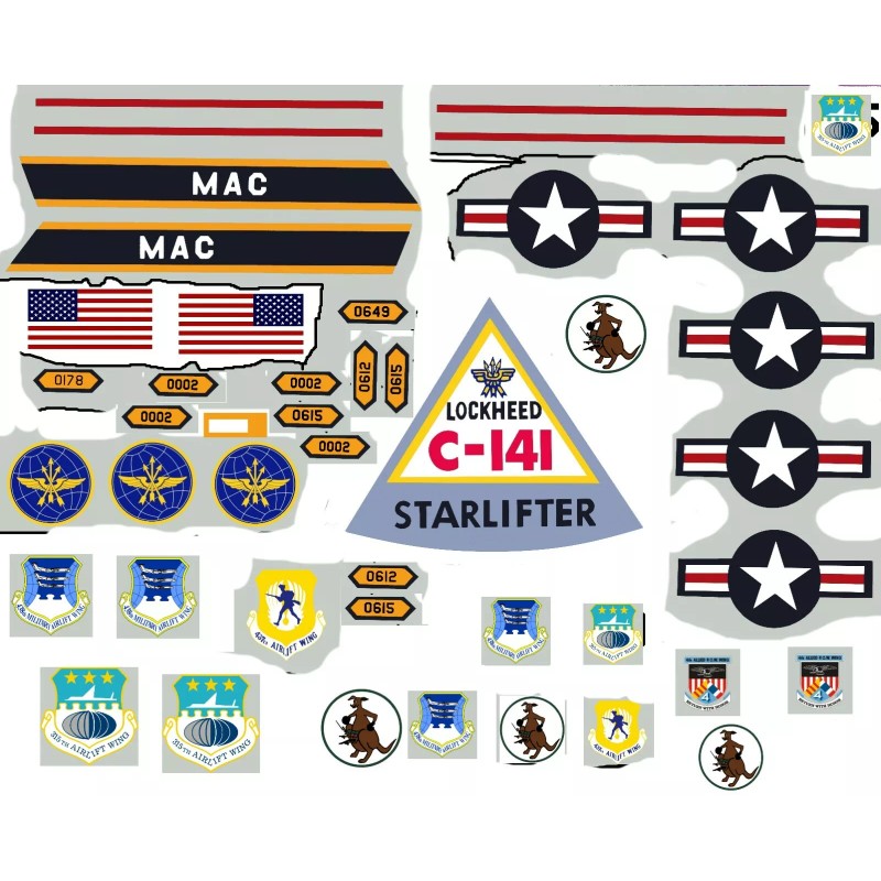 AURORA C-141A STARLIFTER or OTAKI C-5 GALAXY -REPRODUCTION DECALS ONLY!