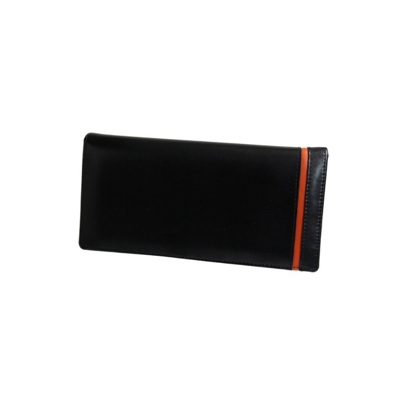 United HOMME UH-1074 Black Horsehide Cross Line Bi-Fold Long Wallet,