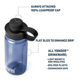 YETI Yonder 600 ml/20 oz Water Bottle with Yonder Tether Cap, Big Wave Blue