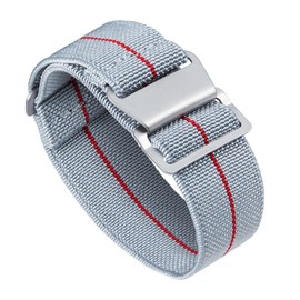 BINLUN Replacement Watch Band, Elastic Nylon Fabric, Waterproof, Military Strap, Unisex, Interchangeable, Silver/Black Buckle, 0.7, 0.8, 0.9 inches (18, 20, 22 mm), Improved Version, Nylon, No