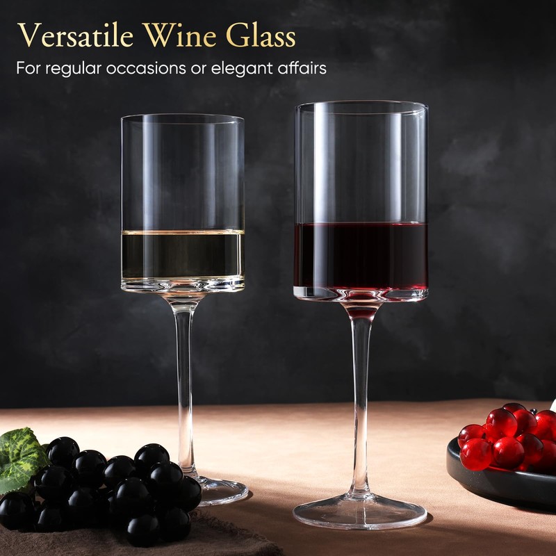 Premium Crystal Wine Glasses - Hand Blown, Thin Rim, Long