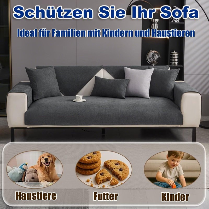 Gluhbirnen Copridivano antiscivolo, rivestimento proteggi-divano, coperta per divano, grigio scuro,