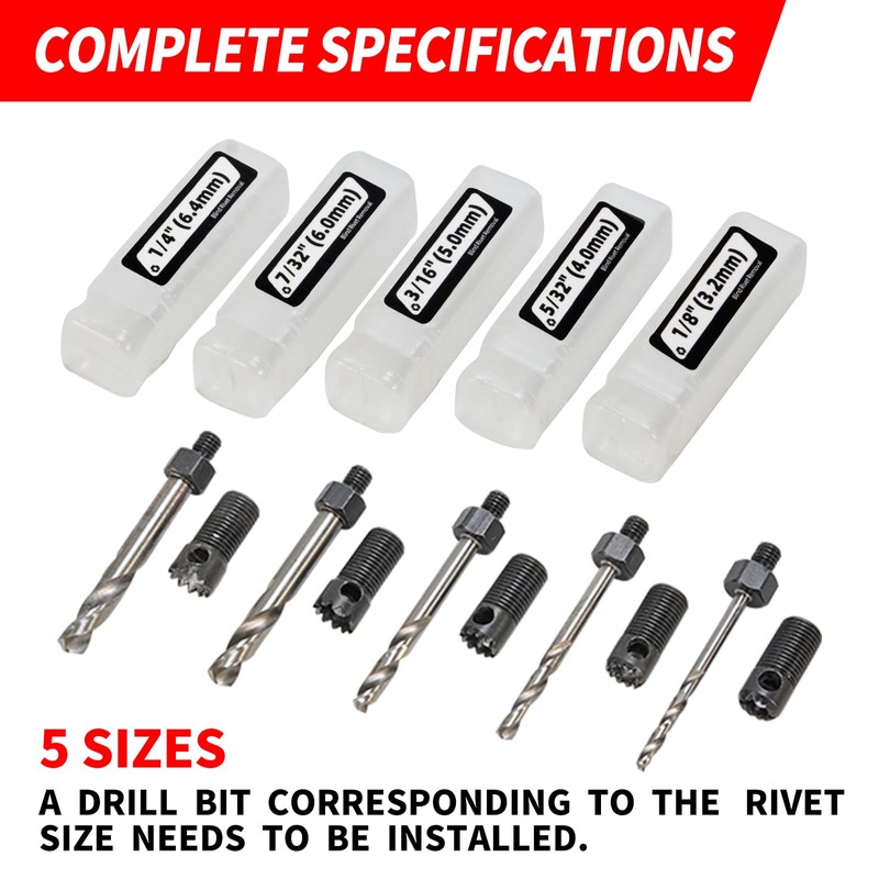 EROSHAK Rivet Removal Tool,POP Rivet Drill Remover,Electric Drill Adapter Rivets