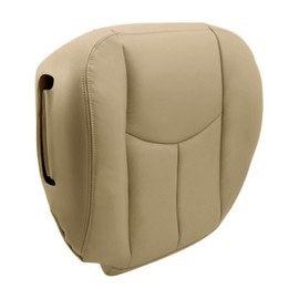 NLQR Front Driver Side Bottom Replacement Seat Cover Medium Neutral Tan Microfiber Leather Compatible with Chevy Silverado Avalanche GMC Sierra 2003-2007