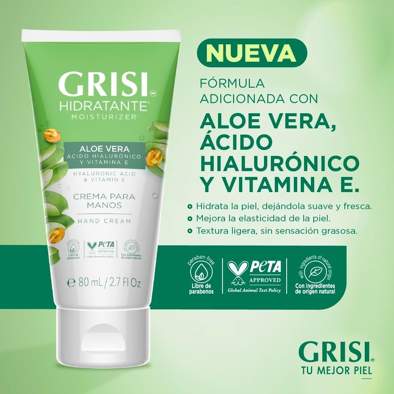 GRISI Crema para Manos con Aloe Vera y Ácido Hialurónico