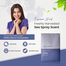 Expressive Scent – Home Fragrance Aromatic Sachets: Premium Long-Lasting Aroma, for Drawers Dressers Closets Car Kitchen, Sea-Spray