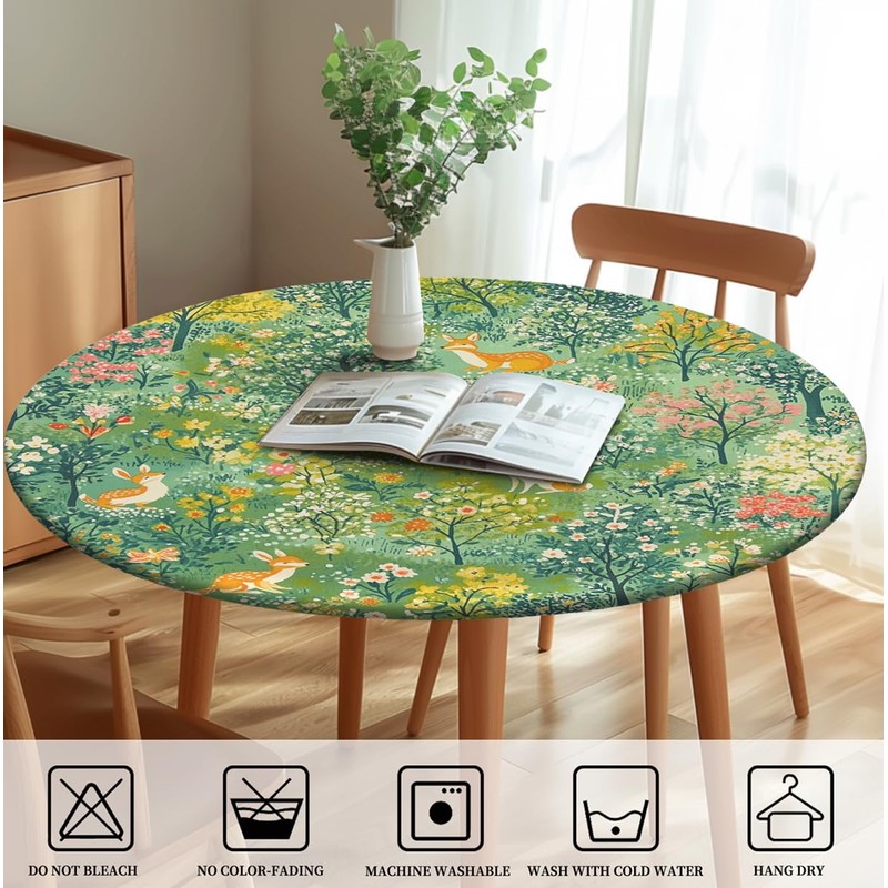 Yesad Mantel impermeable con elástico para mesas redondas de 36"