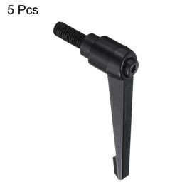 sourcing map 5pcs Adjustable Clamping Lever Handle M10 x 25mm Metric Black Oxide Carbon Steel Male Threaded Stud Hand Knobs Ratchet Rotating Screw Handles Bolts with Locking Lever Black