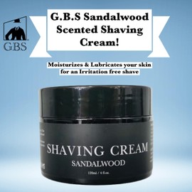 G.B.S Sandalwood Shaving Cream for Men, Hydrates, Nourishes for Close Smooth Shave, Protects Skin from Cuts, Bumps, and Irritation Pack of 1