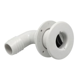 1 1/8 Inch Thru Hull Scupper Flapper Valve Fittings, 90 Degree Elbow Angled White Finish