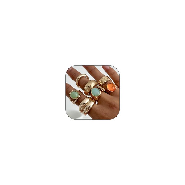 CXENSJH Chunky Gold Ring Set for Women Adjustable Stackable Statement