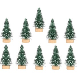 Miniature Pine Sisal Trees with Now Covered Pine Wood Base Christmas Tree Set Table Trees for Miniature Scenes Christmas Crafts and Design