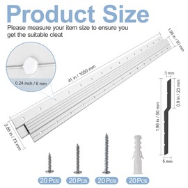 41 inch French Cleat Hanger Heavy Duty Mirror Mounting Hardware Aluminum Z Brackets Wall Hanger 250 lbs Load Interlocking Z Clips Hangers Picture Hanging Kit for Hanging Mirror, Frame - 1 Pair Silver