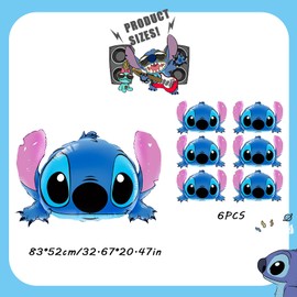 Clvsyh Pack of 6 St-Itch Birthday Party Decorations, Birthday Party Balloons, St-Itch Balloons, Birthday Decoration, for Girls, Boys, Children's Birthday Decoration, Stitch Balloons