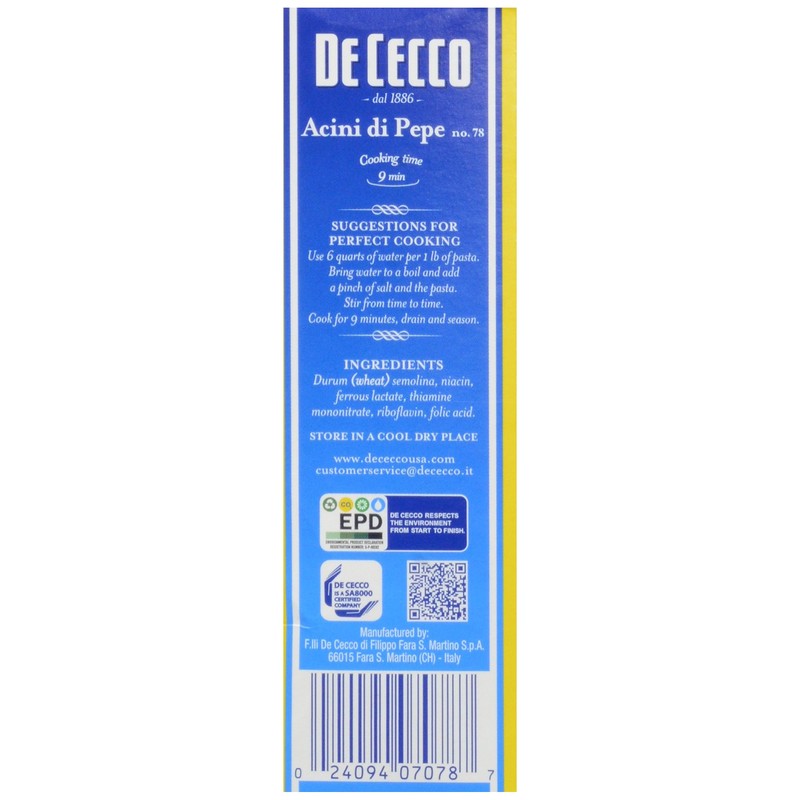 De Cecco Pasta Acini De Pepe Pasta, 16 oz