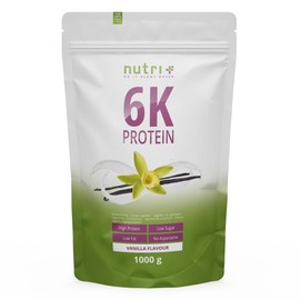 Nutri + Protein Pulver Vanille 1 kg - 80% Eiweiß - Proteinpulver - Proteinshake ohne Laktose + Zucker - 1000 g Eiweißpulver Vanilla Powder