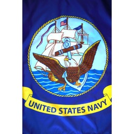 High Supply US Navy 3x5 Flag, Polyester, Double Stitched Edges, Brass Grommets, Indoor/Outdoor, Free Replacement Warranty