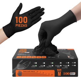 Guante Nitrilo Negro Desechable Gaero Shop - Caja con 100 Piezas Talla Mediana Sin Látex - 5 Mil Espesor - Guante Nitrilo Resistente para Cocina, Limpieza, Pintura, Jardinería, Reparación y Estilistas