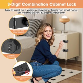 YogePote 90 Degree Cabinet Locks with Combination, Mechanical Folding Door Latch, Keyless Password Rotary Hasp Latch Lock for Office File Cabinet, Drawers, Locker, Small Door, Cupboard (1, Black)