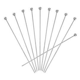 QUARKZMAN Stainless Steel Cocktail Toothpicks 7.9 Inch Metal Cocktail Skewers Fruit Sticks Reusable Long Martini Skewers Cocktail Skewers for Party Drinks Appetite Stimulator Silver Ball Pack of 10