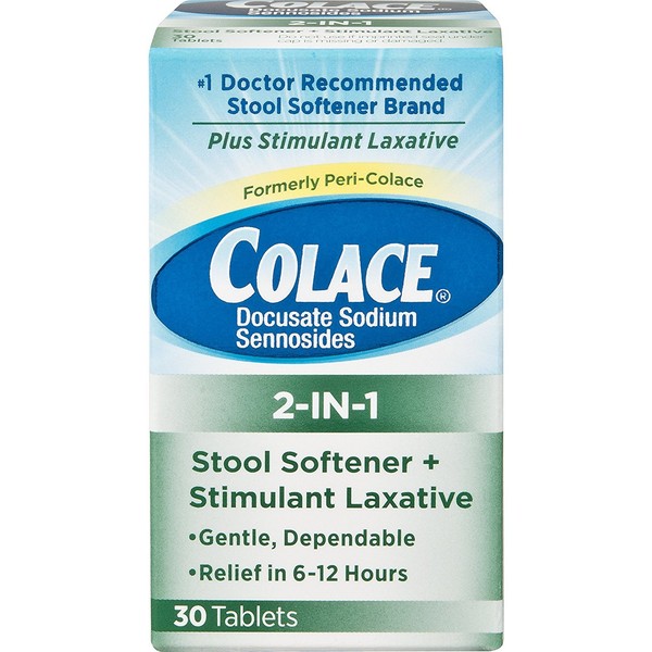 Peri-Colace Peri-Colace Stool Softener & Stimulant Laxative Tablets, 30 tabs (Pack of 3)