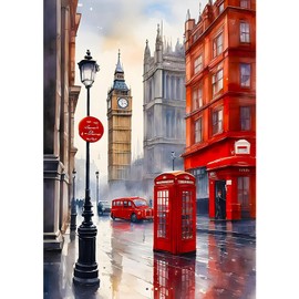 MXJSUA 5D London Street Diamond Painting Pictures Kits, Diamond Painting Set for Adults, Mosaic Making Diamond Painting for Home Decoration and Gift, 30x40 cm