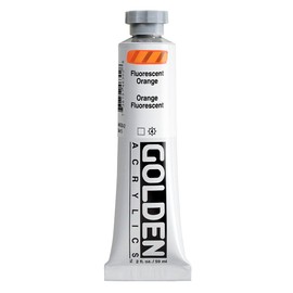 GOLDEN Heavy Body Acrylics, Fluorescent Orange, 2 fl. oz. Tube, Professional Acrylic Paint, Transparent