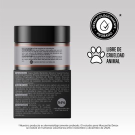Mascarilla Facial Detox de Carbón Activado - Limpieza Profunda - Absorbe Grasas - Purifica - Disminuye Puntos Negros y Poros - Limpia Impurezas- Arcillas Puras (Kaolin y Bentonita)+ Cera de Arroz+ Extractos Naturales- 94% Ingredientes Naturales- Piel Nor