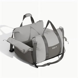 FUNNY FUZZY Dog Car Seat for Small Dogs-Waterproof Dog Booster Car Seat with Adjustable Seat Belt Leashes,Breathable Mesh Sides,Storage Pockets,Car Travel Carrier Bed for Puppy up to 25 lbs,Grey