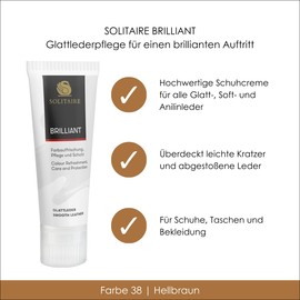 Solitaire Brillant 75 ml Shoe Cream in a Tube, Intensive Care and Waterproofing for Shoes, Bags and Clothing Made of Leather