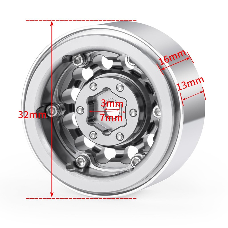 Zolikar 1.0 Beadlock Wheels Rim Aluminum Alloy 1.0" Wheels 4Pcs,
