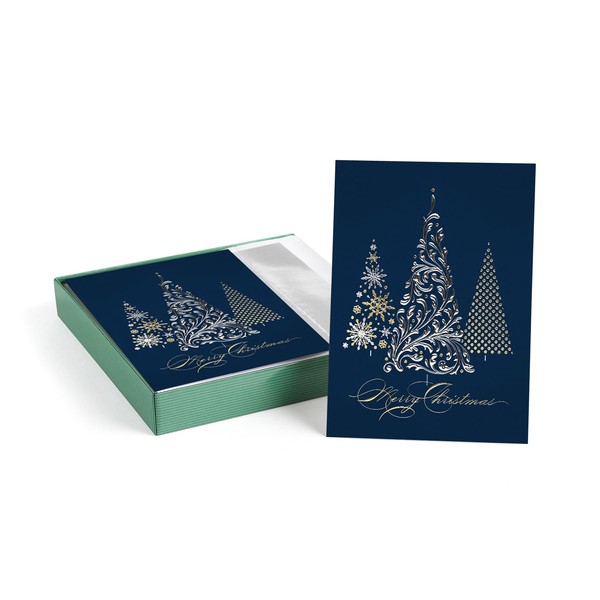 Masterpiece Metallic Christmas Tree Gold And Silver Foil Card Set