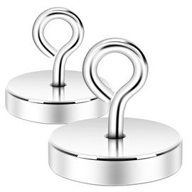 Neosmuk Magnetic Ring Hooks, 45 kg Heavy Duty Extra Strong Magnetic Hook with Eye Bolt for Cruise Cabin, Magnetic Eyelet Hanger for Hanging, Cruise Essentials Hooks (Silver, Pack of 2)