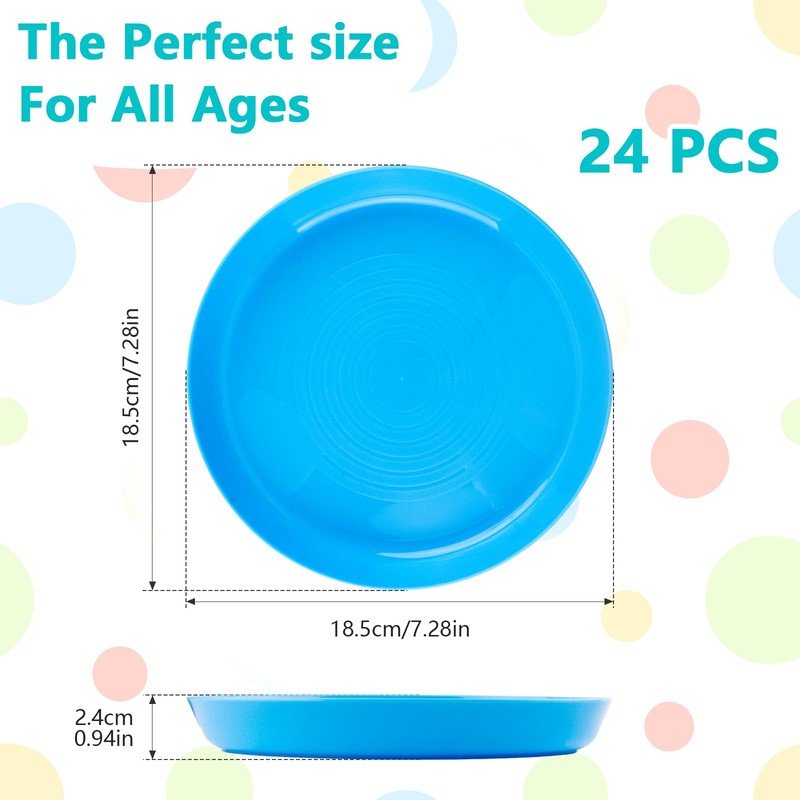 QUYLIXX 24 Pack Plastic Plates, 7 Inch Colorful Dinner Plates