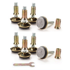 Hot Favorable Swivel Furniture Levelers - Adjustable Leveling Legs for Tables Chairs Cabinets-1.35" Diameter Base with Felt Pads, 3/8"-16 Thread- Brass (8PK)