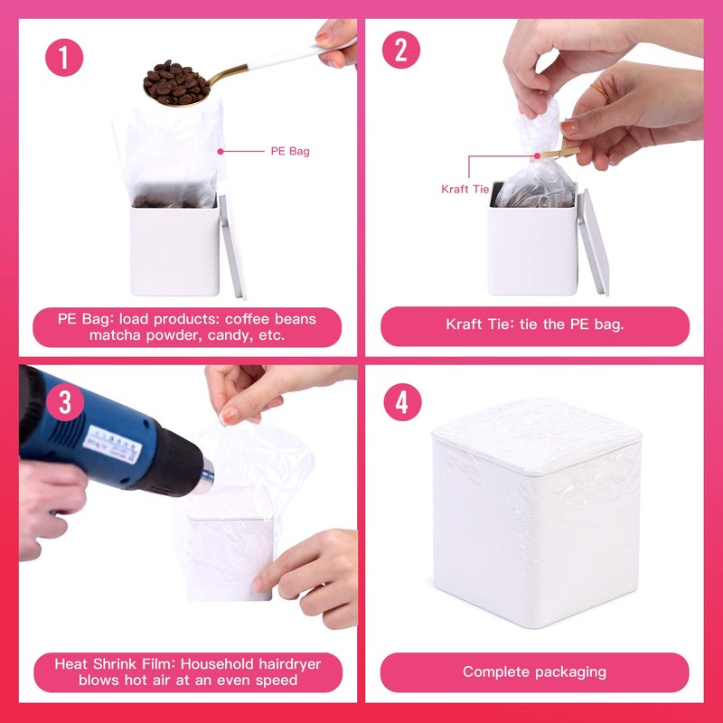 Tianhui Colorful Square Tin Can (White, 2-Large)