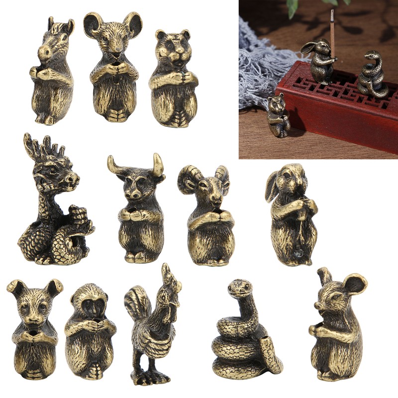 12Pcs Incense Holder Retro Zodiac Household Alloy Home Decoration for