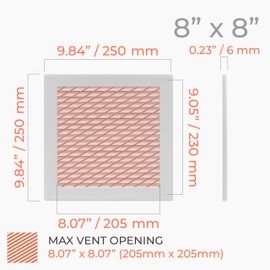 HVAC OV 10" x 10" (Outer Size) Square Air Vent Cover – White Plastic Vent Deflector - Screen Mesh, Surface Mount Wall Ceiling – Cold Air Return Soffit Air Vent Cover - Register Indoor Outdoor