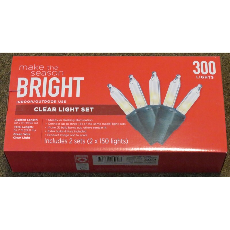 Making The Season Bright Clear Tree Lights - 300 Indoor/Outdoor