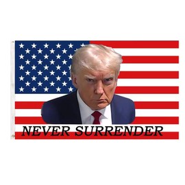 Trump Flag, Trump Never Surrender 3x5 Ft Flag, Trump Mug Shot Flag with 2 Brass Grommets, Funny Flag Decorations, Funny Flag Decorations,Flag For Room,University Dorm,Outdoor, Parties,Gift Flags