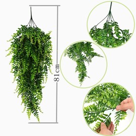 Toprooms 4pcs Artificial Hanging Plants Fake Hanging Plant Fake Plants Faux Fern Ivy Vines Outdoor UV Resistant Plastic Hanging Plants Artificial Decor (Ferns)
