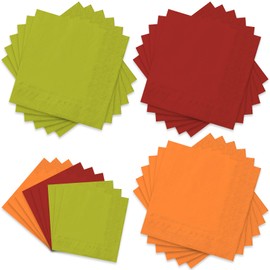 Whaline Fall Paper Napkin Orange Red Green Dinner Napkin 3 Colors Disposable Luncheon Napkin for Party Supplies Table Decorations, 60 Pcs