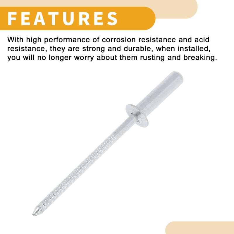 Partuto 50 Pcs Dome Head Closed Sealing Rivets 3.2mm Grip