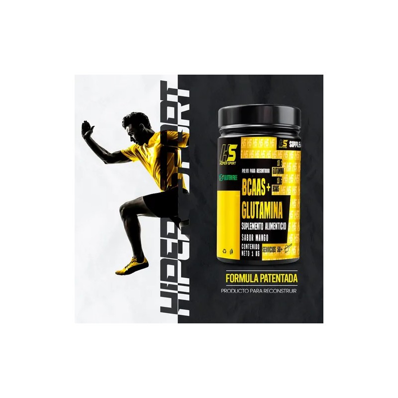 Suplemento Bcaas Glutamina Hiper Sport 1kg Varios Sabores
