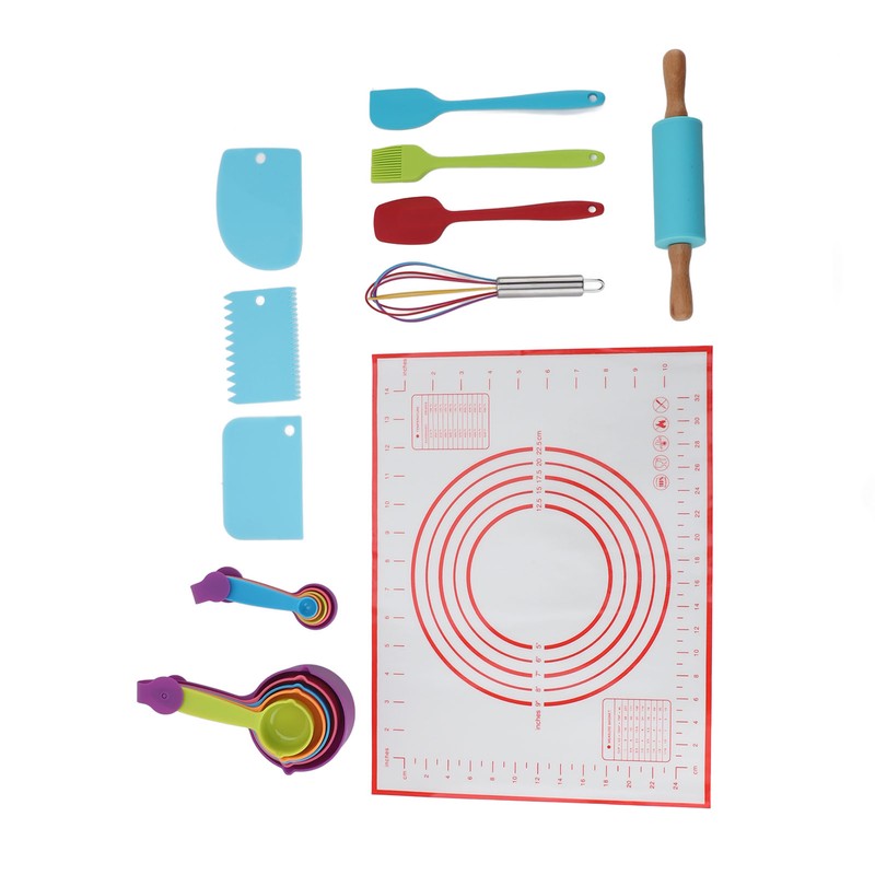 19PCS Kids Baking Set Silicone Nonstick Safe Spatula Brush Whisk