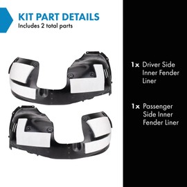 TRQ Inner Fender Liner Set Compatible with 2017-2019 Kia Sportage KI1248154 KI1249154