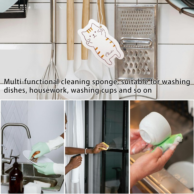Tabanzhe Pop Up Cleaning Sponges-3PCS Natural Washing Up Sponges Non-Scratch